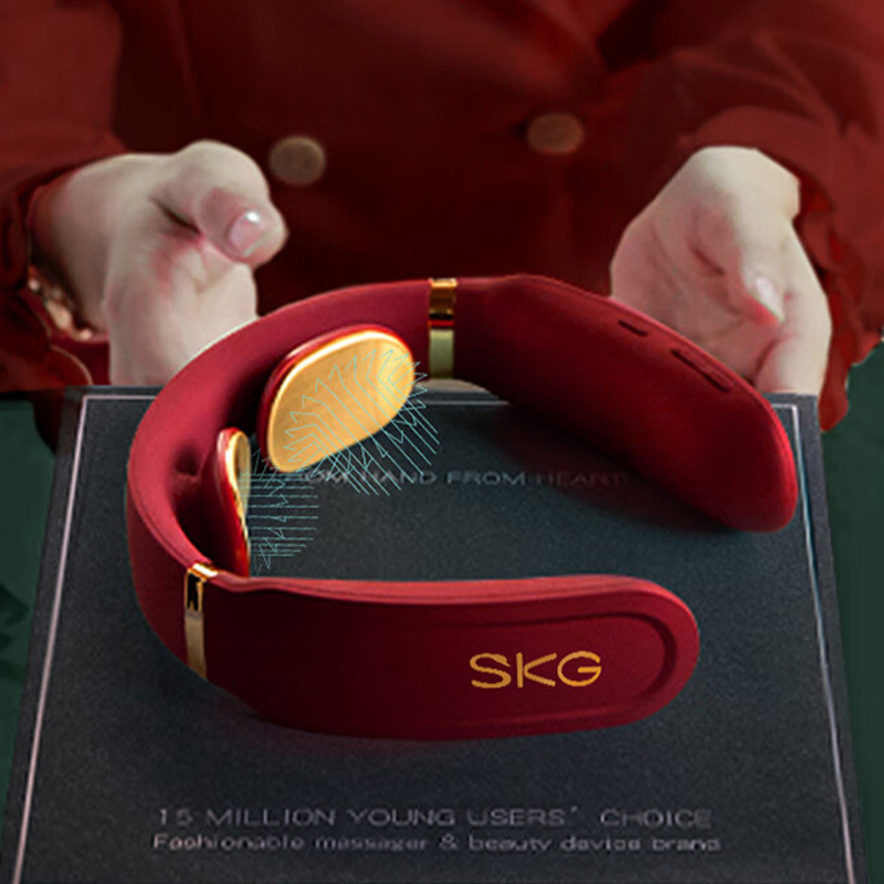 SKG颈椎按摩器智能低频脉冲热敷脖子时尚红4330高清大图