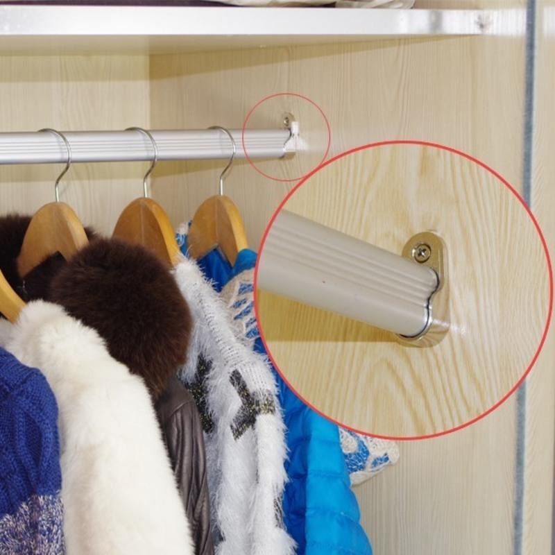 银色一对价加厚衣柜挂衣杆法兰座衣橱衣通杆支架配件衣杆托五金底座