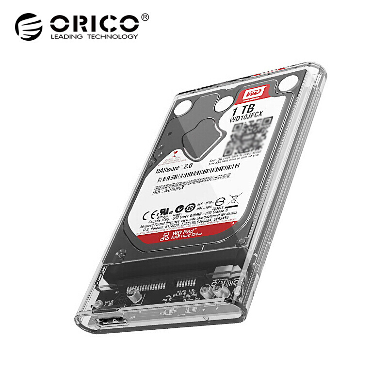 奥睿科(ORICO)移动硬盘盒2.5英寸USB3.0 SATA串口笔记本硬盘外置壳固态机械ssd硬盘盒子 全透明2139