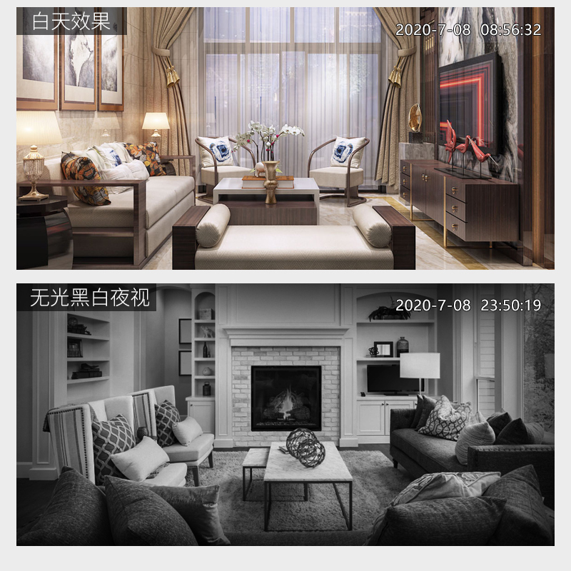 送7天循环监控录像卡 双镜头全彩夜视WIFI无线监控摄像头家用360度全景5MP无死角手机远程高清室内语音对讲高清大图