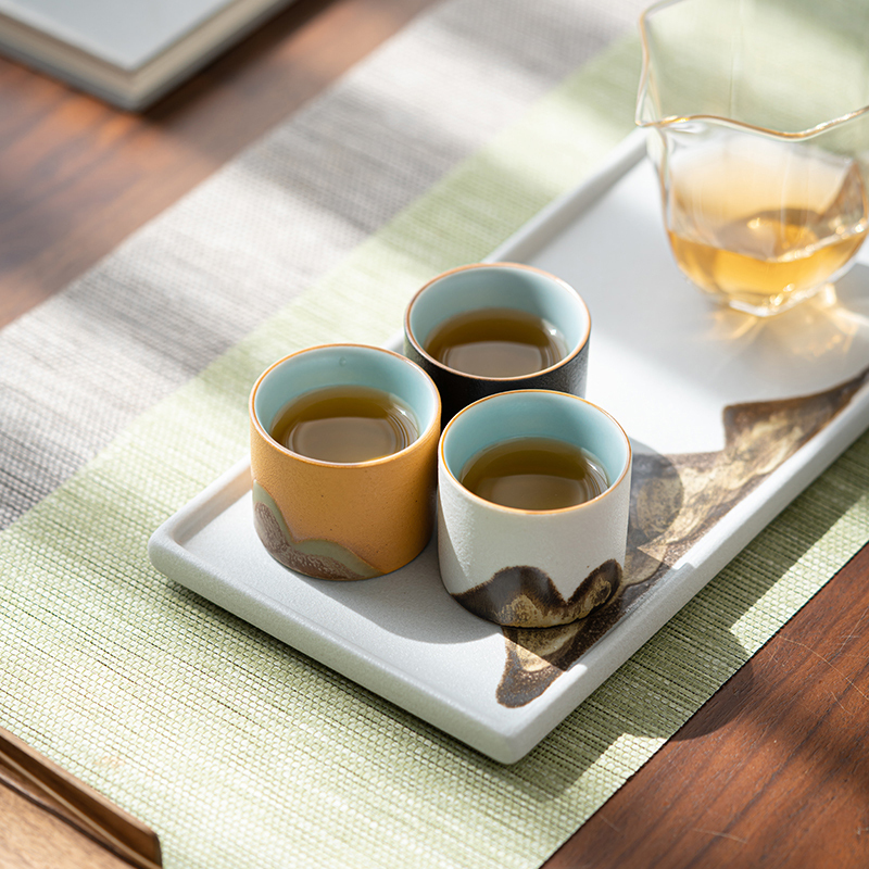 苏氏陶瓷(SUSHI CERAMICS)手绘釉画彩茶杯千里江山六色功夫茶杯节日伴手礼茶具手提礼盒套装