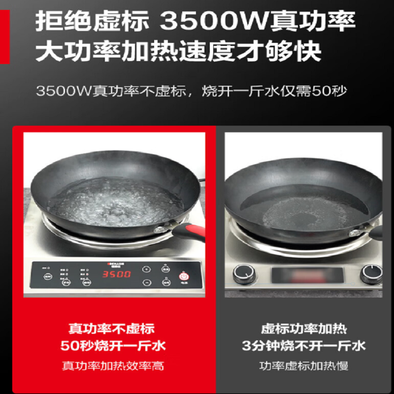 中锐智采 3500W旋钮款不锈钢电磁炉高清大图