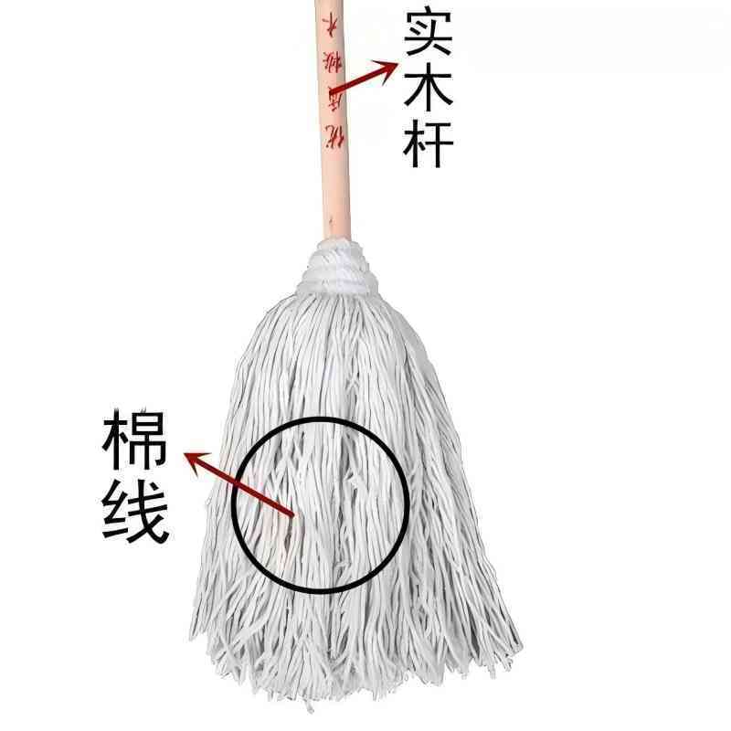 礼千初 老式家用拖把 普通吸水拧水棉线圆头木杆拖把 1个装高清大图