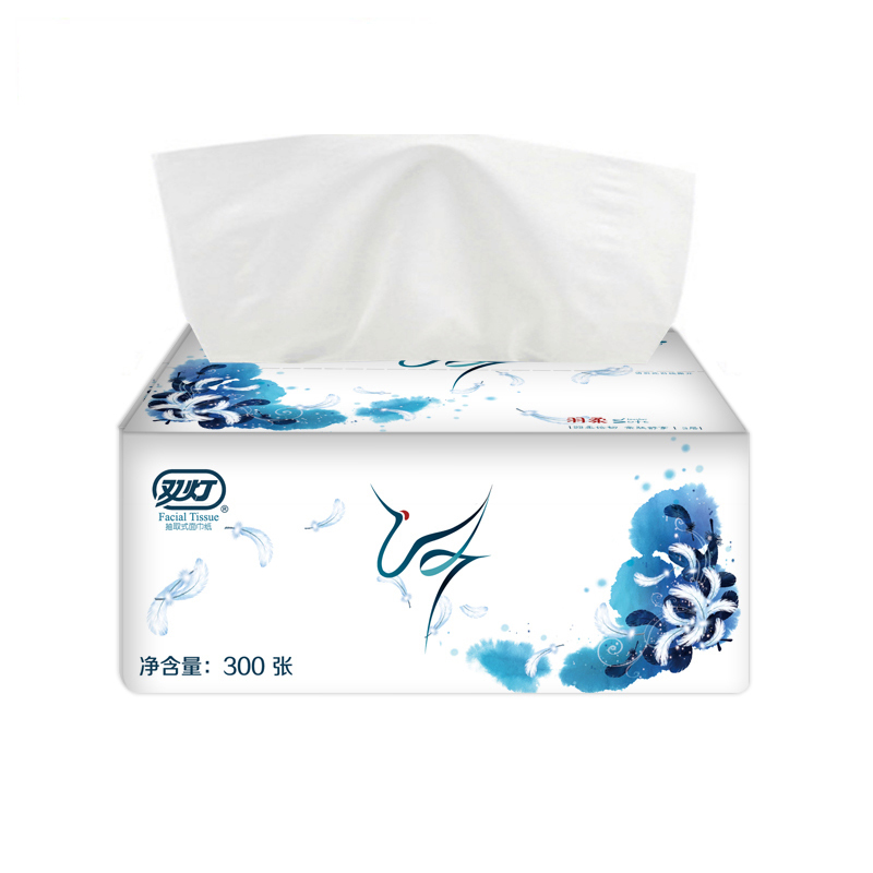 双灯羽柔系列抽取式面巾纸300张*27包(整箱)