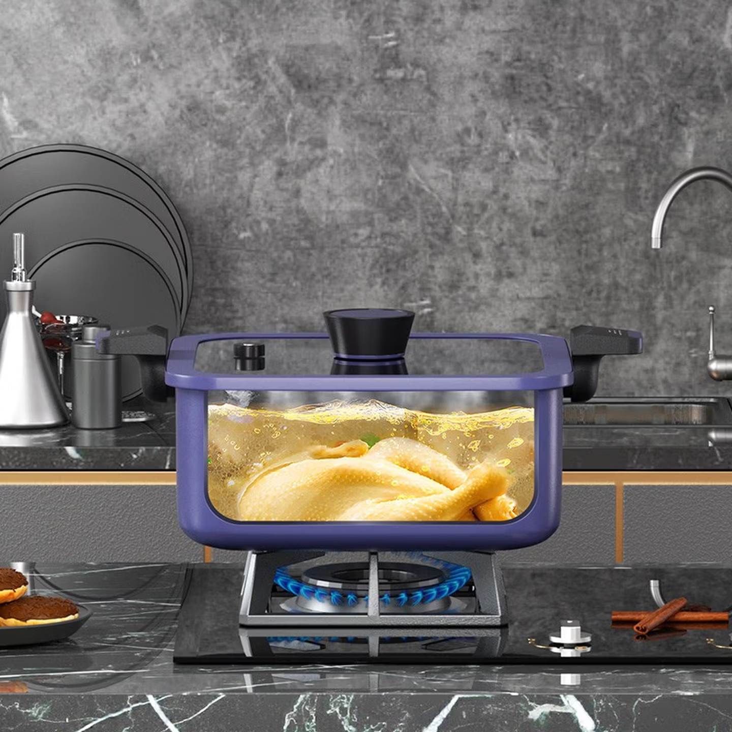 巴米樂BAMILE多功能健康不粘炒锅铸铁厚底导热快易清洗高清大图