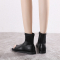 黑色 35 鱼嘴凉鞋韩国平底东大门短靴柔软皮质套趾中筒百搭凉靴露趾女靴子
