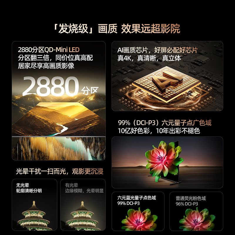 创维电视85A6F Pro 薄量子点AI画质300HzMini led电视 85英寸不反光以旧换新一级能效家用大屏商用