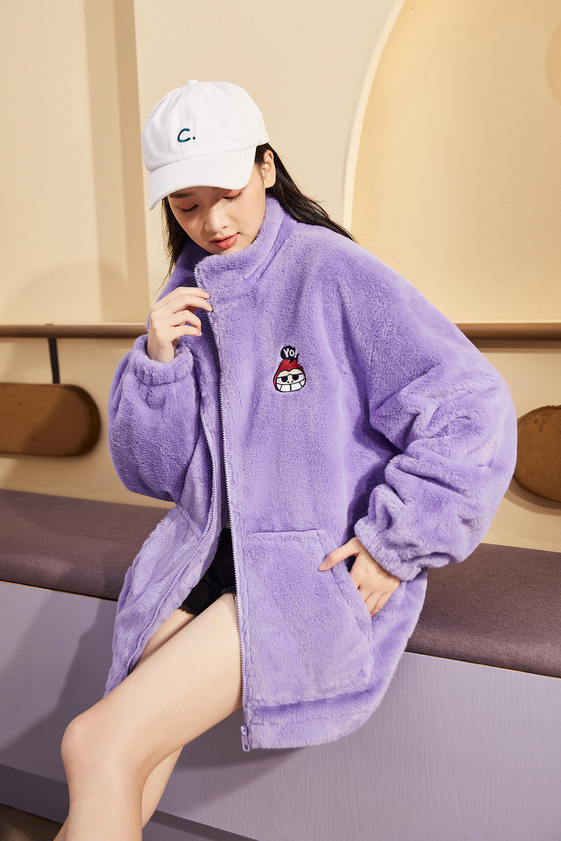 [1.5折价94元]屁屁猩联名唐狮秋冬新款女外套立领加厚韩版in潮百搭上衣