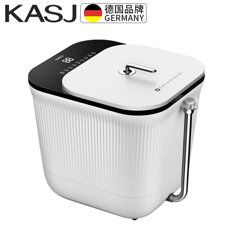 德国KASJ(凯诗捷)1612足浴盆泡脚桶智能家用全自动按摩洗脚盆电动恒温加热足浴器高深桶洗脚桶冲浪加热足疗机 摩卡白