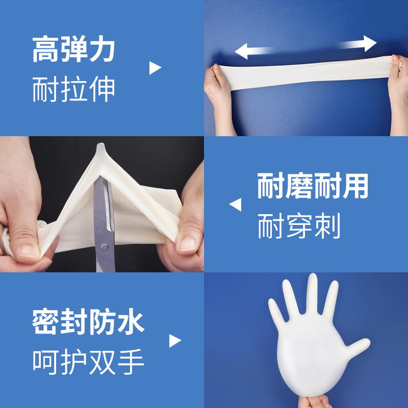 医用一次性医疗外科检查无粉白色橡胶乳胶手套无菌医生专用医用手套无菌专用食品级-(无粉)-20只-S码