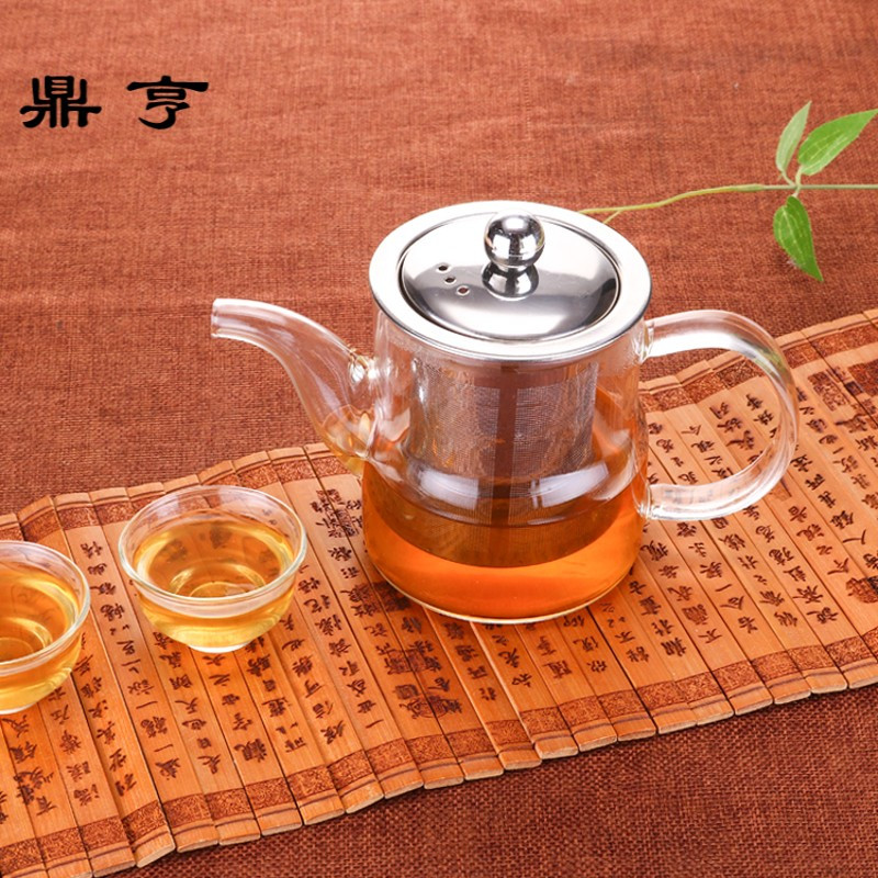 鼎亨加厚耐高温玻璃花茶壶不锈钢过滤冲茶器功夫红茶茶具泡茶壶家