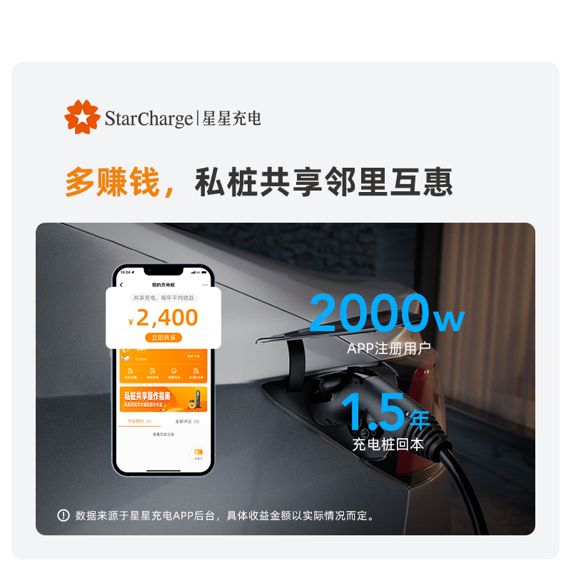 万帮星星充电极光新能源电动汽车交流充电桩极光三代星空灰色-刷卡4G版-5米