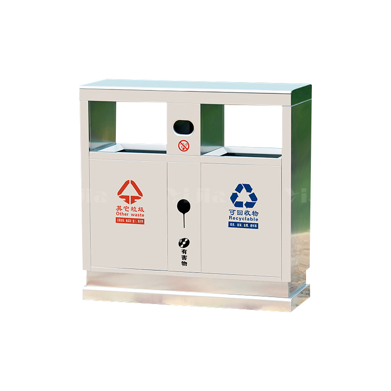 翌嘉YJ4070405 不锈钢分类垃圾箱公共场合环卫果皮箱户外垃圾桶 304不锈钢永康桶原色