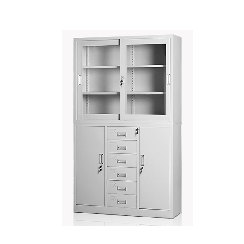 鸿业盛大简约现代办公柜中六斗移门环保喷塑铁皮柜1180L*390W*1800L储物大容量柜高清大图