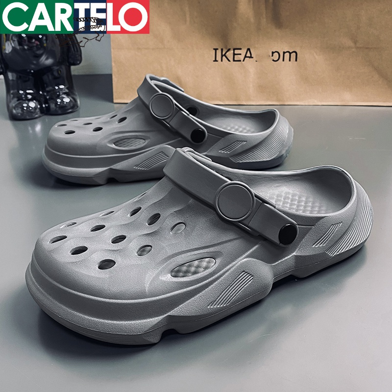 [线下专柜同款] 卡帝乐鳄鱼(CARTELO)新款户外洞洞鞋凉拖鞋休闲鞋花园鞋两用沙滩拖鞋透气包头凉鞋男鞋