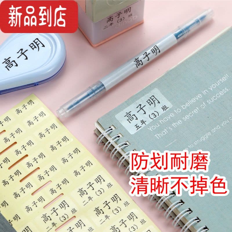 真智力姓名贴透明标签贴纸小学生文具名字贴班级可洗防水防撕名字贴定制 亚银 中号38贴图片