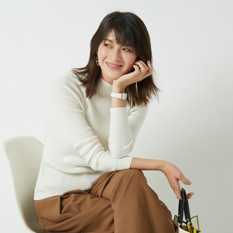 2017秋冬季新款羊绒衫女装半高领修身抽条韩版加厚套头针织衫