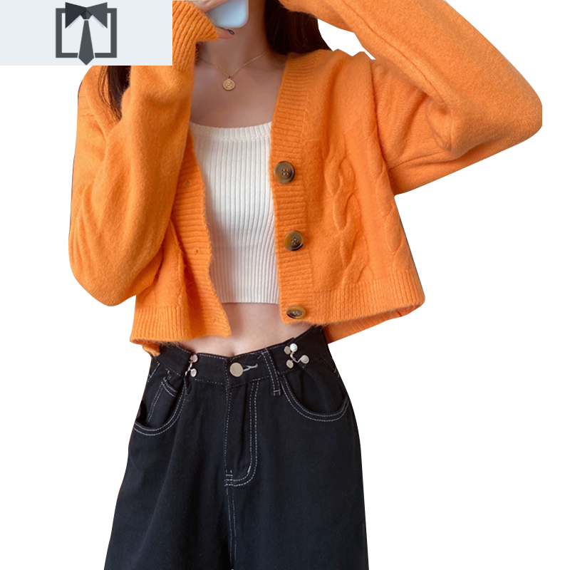 suntek短款紫色麻花毛衣开衫外套女针织宽松外穿慵懒风长袖上衣秋冬