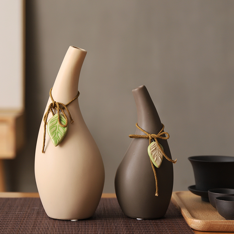 日式禅意家居手工仿真樱花梅花插装饰摆件花瓶组合套装收纳袋 三维工匠 组合（灰色+白色）+粉色花