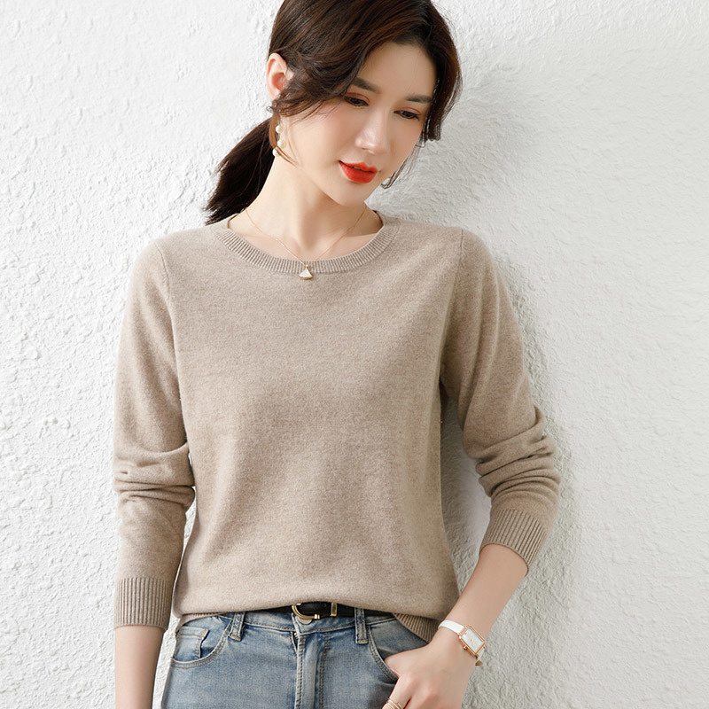 恒源祥品牌羊毛衫女装秋冬针织打底衫无羊绒毛衣休闲百搭圆领套头