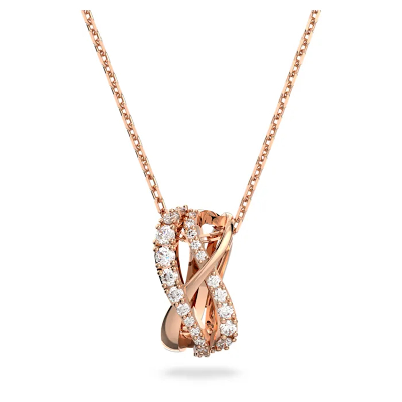 SWAROVSKI 施华洛世奇 TWIST人造仿水晶吊坠灵动交错交叉螺旋造型项链 镀玫瑰金色 送女友礼物 5620549