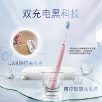 飞利浦(Philips) 电动牙刷成人送礼物男/女 声波震动 10倍清除牙菌斑 2支刷头 星钻ProHX9912黑色