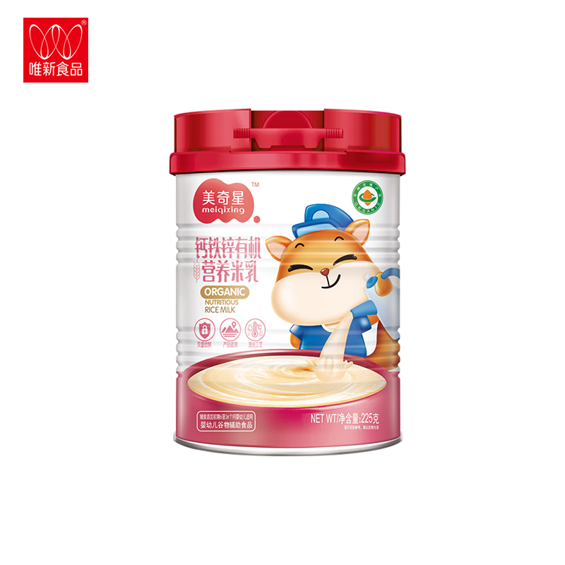 美奇星225g钙铁锌有机营养米乳米粉米糊/罐装 辅食