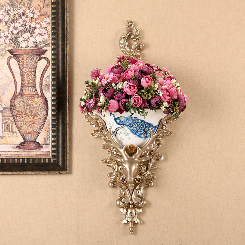 墙上壁饰花盆欧式挂饰酒吧复古挂件墙壁墙面装饰鹿壁饰