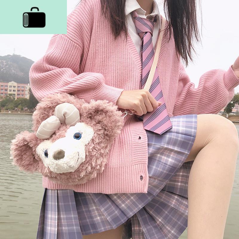 日系达菲熊雪莉玫毛绒单肩斜挎手机包女Lolita儿童卡通可爱零钱包NEW LAKE