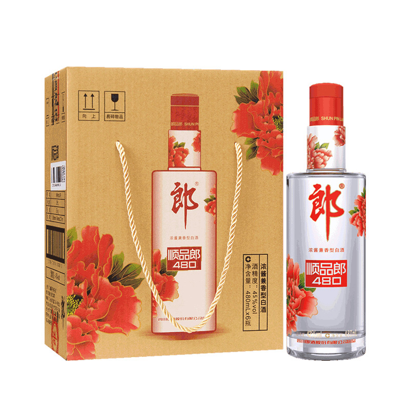 郎酒顺品480红顺45度480ml6瓶整箱装兼香型光瓶白酒参数