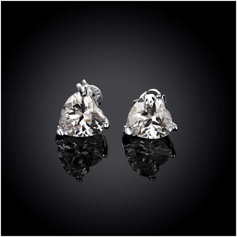 E087 Women silver plated earring 镀925纯银耳钉时尚心形耳环女