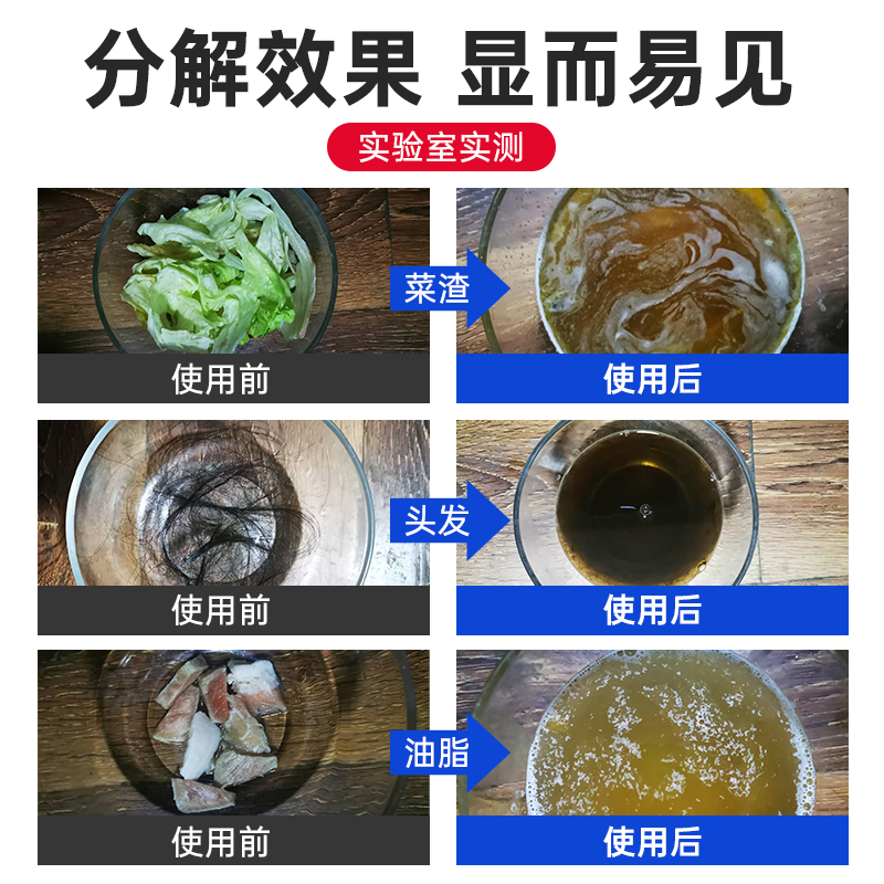 管道疏通剂强力溶解通下水道厨房油污马桶厕所地漏堵塞神器液1903 1瓶