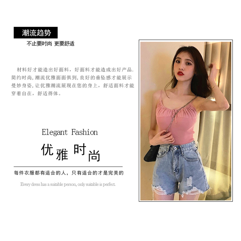 送抹胸】2019年夏季新款百搭通勤针织小吊带女内搭网红打底背心无袖吊带修身性感打底衫上衣青春流行时尚清凉透气吊带纯色