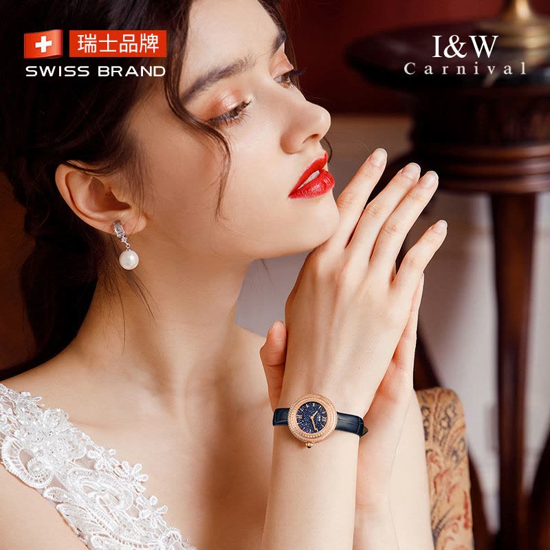 正品瑞士爱沃驰IW CARNIVAL手表进口石英表女士防水时尚轻奢镶钻女表品牌腕表气质INS风小绿表新款3008图片
