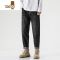 YANXU美式简约牛仔裤男士夏季薄款锥形宽松直筒九分休闲裤子男复古水洗 X8917黑色 30