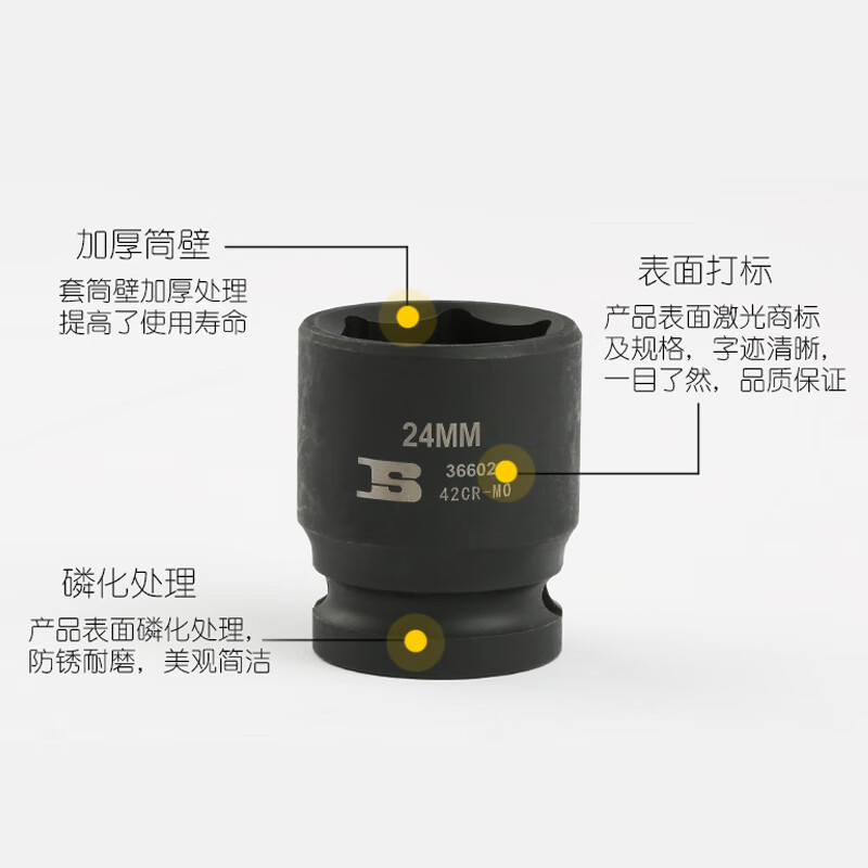 波斯 BS366036 12.5mm系列风动短套筒36mm(6支装) GFKJDX高清大图