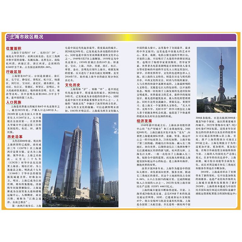 [正版]上海市地图册2024新版 中国分省系列地图册 高清彩印 自驾自助游 标注政区 详实交通 丰富旅游 全面省情