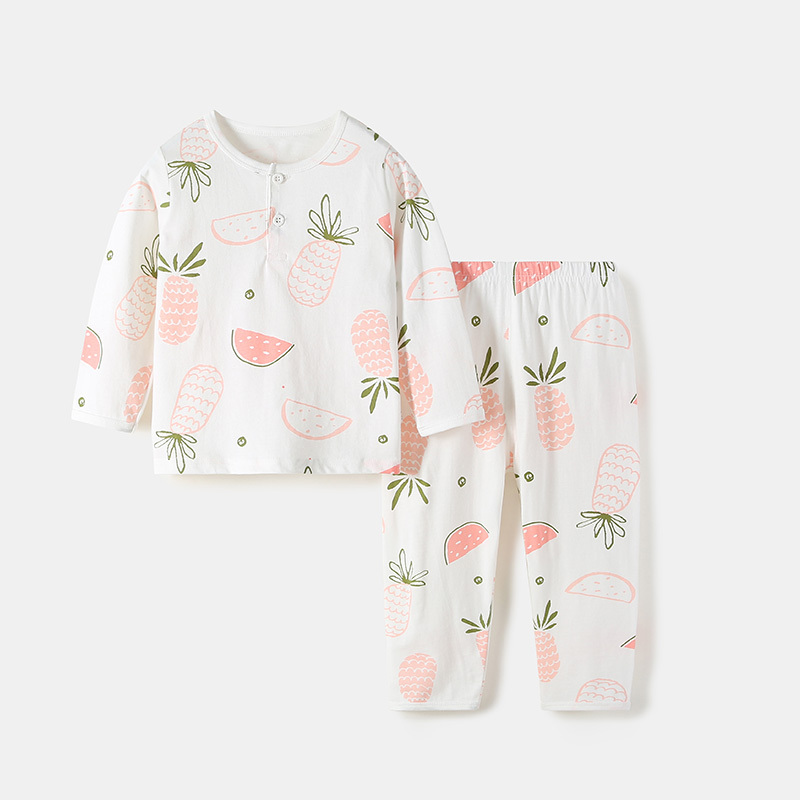 猫人家居服纯棉薄款长袖儿童睡衣套装男童女童空调服夏季