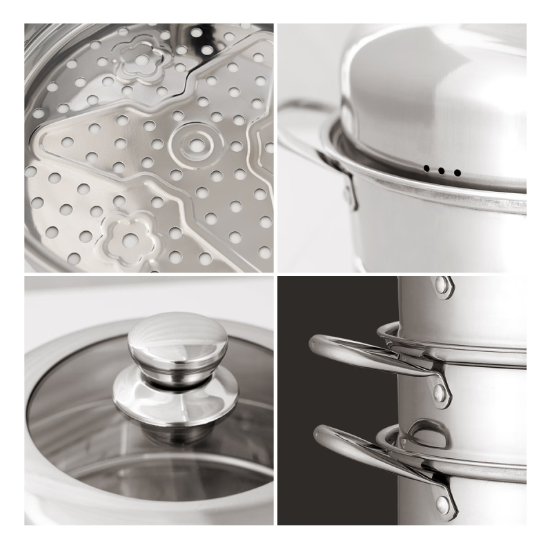 DEBO德铂 DEP-289 三层28cm大容量明火电磁炉通用 单底 蒸锅/汤锅高清大图