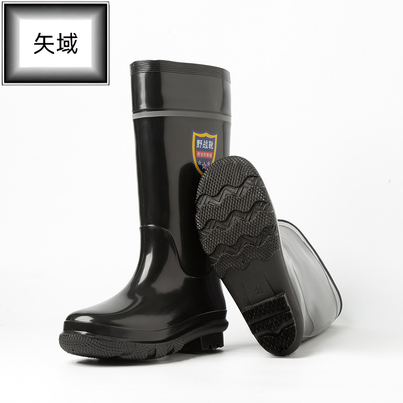 雨鞋pvc防滑防水鞋男黑色加厚耐磨劳保工地胶鞋雨靴高清大图