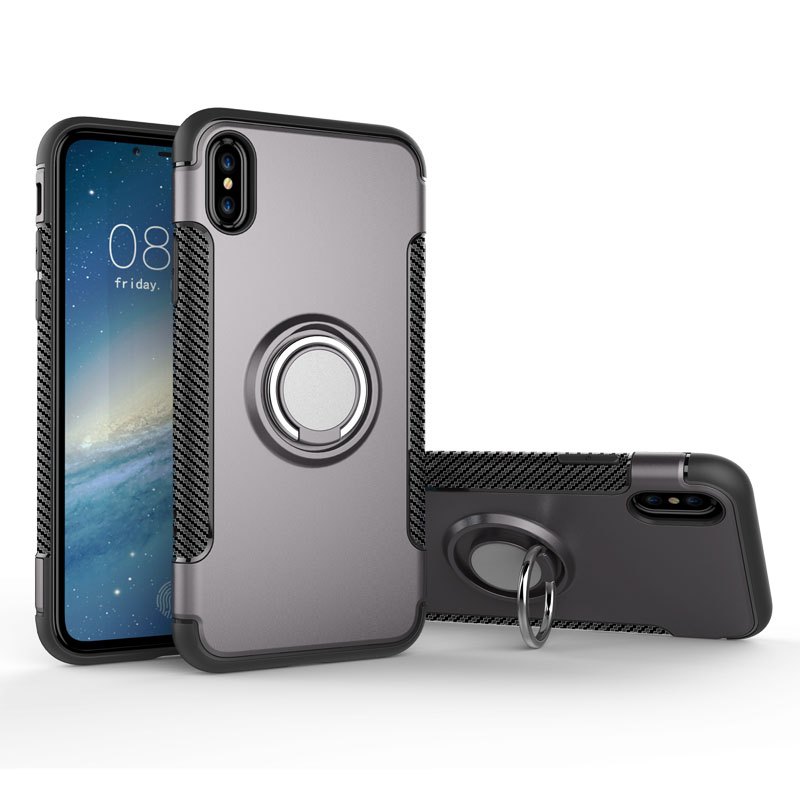 HIGE/iphone X全包防摔硅胶个性创意吸磁指环保护套 适用于苹果x手机壳男女款 土豪金