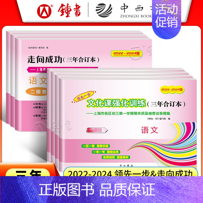 一模 英语 九年级/初中三年级 [正版]2022-2024版领先一步文化课强化训练三年合订本中考一模卷走向成功二模卷语数