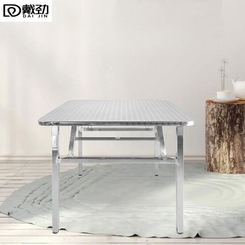 戴劲不锈钢餐桌圆台烧烤夜宵大排档餐桌农村摆地摊圆形桌1.0米方桌