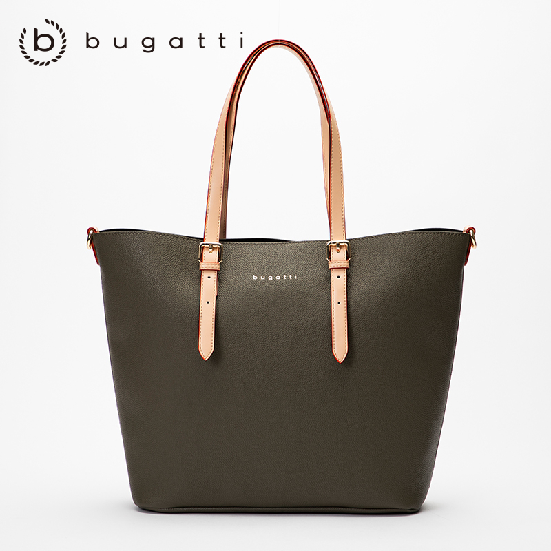 bugatti 德国轻奢品牌 时尚水桶包包菜篮子子母包女斜挎内胆欧美休闲女士手提包纯色简约大容量女包