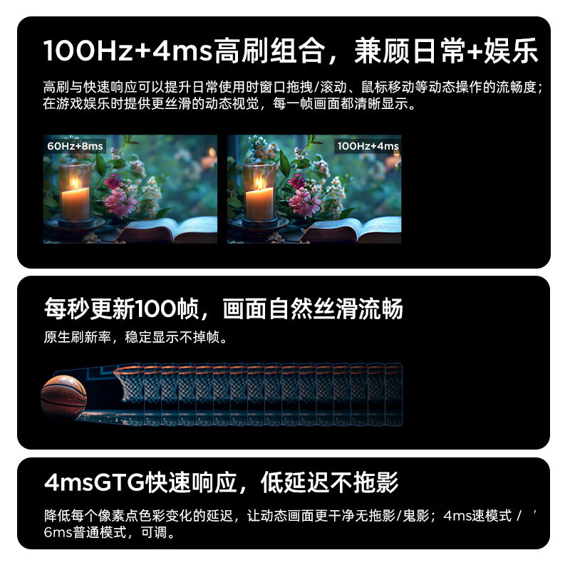 联想(Lenovo)小新27q 27英寸显示器 2K IPS 100Hz 莱茵护眼认证 HDR10 双HDMI 手机支架 壁挂 电脑办公娱乐高清大图
