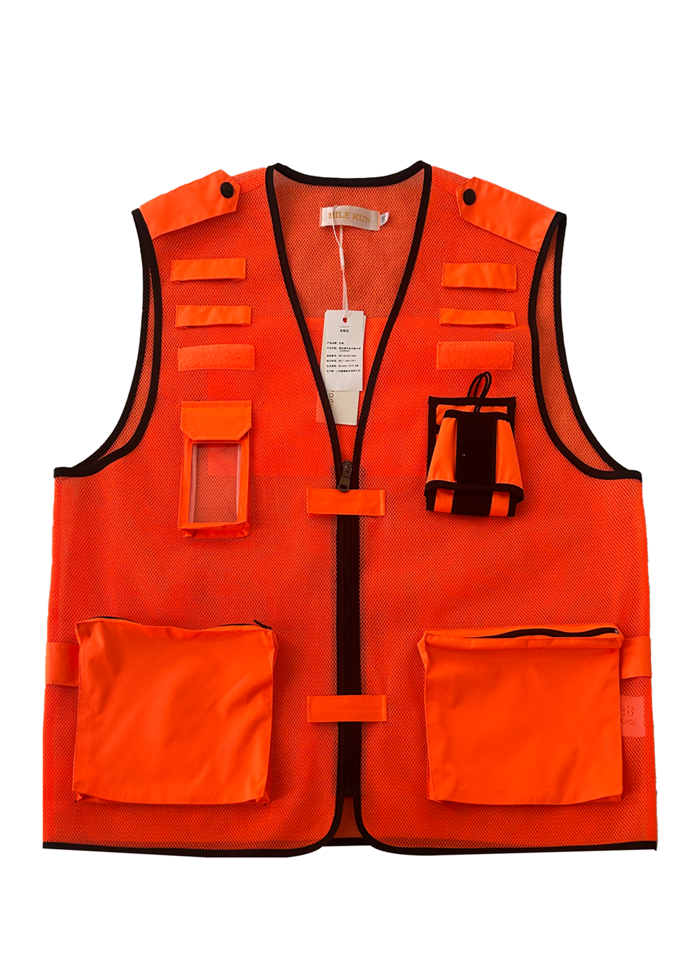 迈鲲 网纱透气多功能马甲 MKTLMJ25U-0060 件 荧光桔 全号