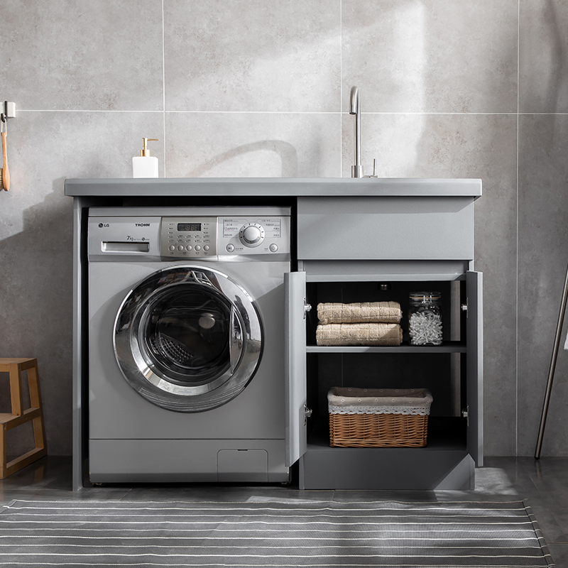 苏宁放心购阳台洗衣机柜洗衣台带搓板一体伴侣浴室柜定制户外石材洗衣