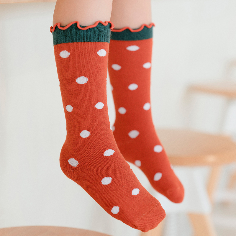 热卖女童堆堆袜春秋季纯棉儿童中长筒袜公主木耳花边袜洋气女宝宝袜子