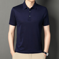 冰丝速干短袖t恤男夏季男式桑蚕丝免烫有领Polo衫中年爸爸装 170/M 上青