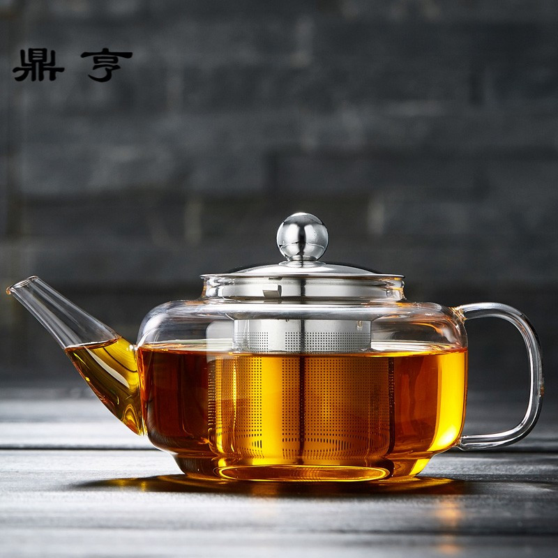 鼎亨玻璃茶壶耐热花茶壶不锈钢过滤家用泡茶器耐高温煮茶壶茶具